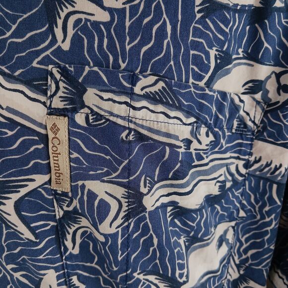 Men's Hawaiian Shirt Large Blue Fish - Picture 7 of 10